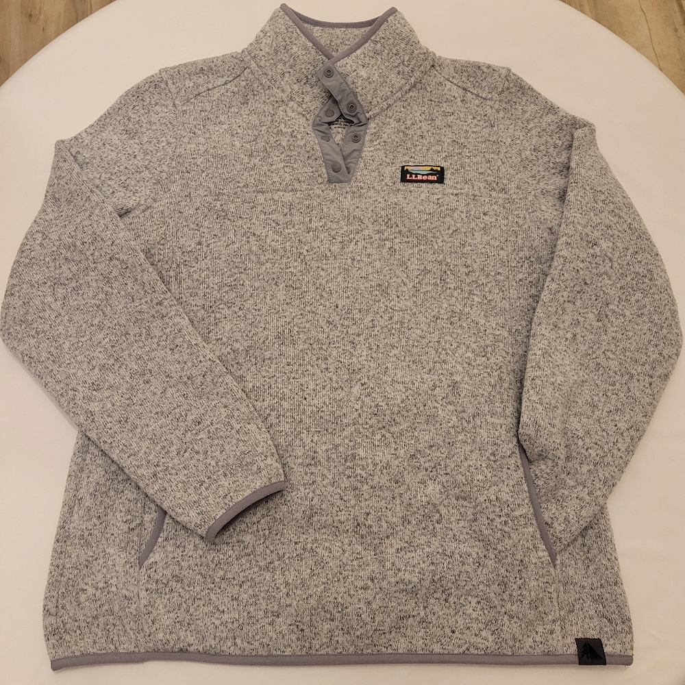 L.L. Bean Women's Pullover Sweater Fleece|Heathered Grey|Large